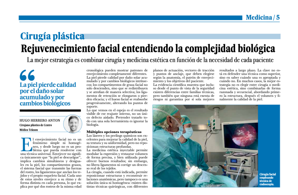 Fuente: El País – Suplemento Medicina (21/02/2026). “Rejuvenecimiento facial entendiendo la complejidad biológica”